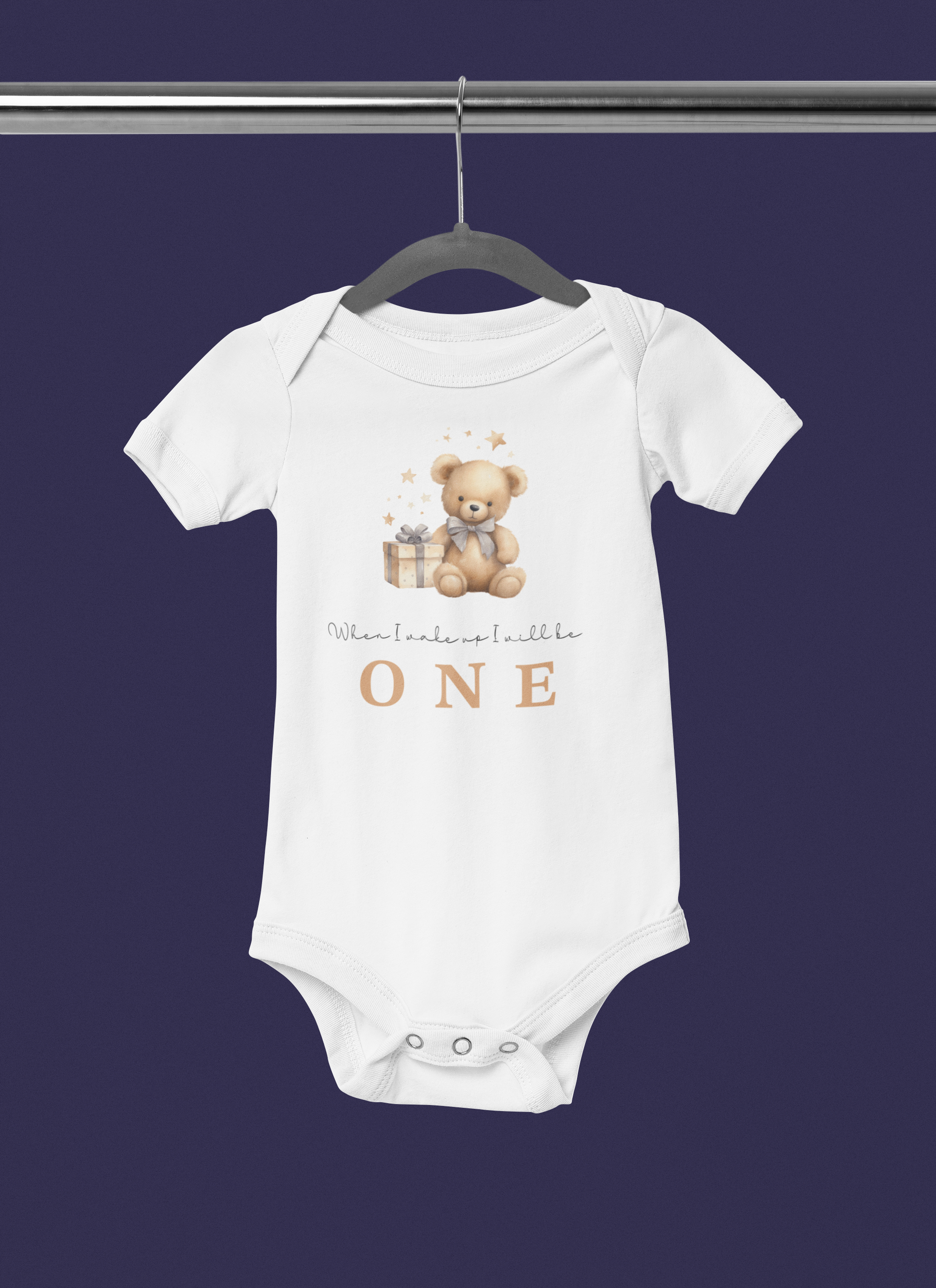 White baby vest with a bear print